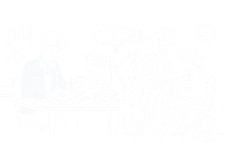 رسم تخطيطي لمجموعة من الطلاب يذاكرون معاً على منصة علمني (الوضع الداكن)